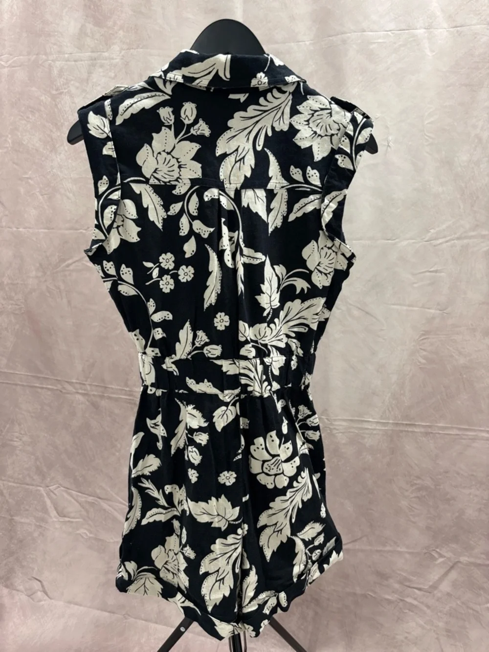 Rachel Zoe Black and White Floral Button Romper - Picture 4 of 5